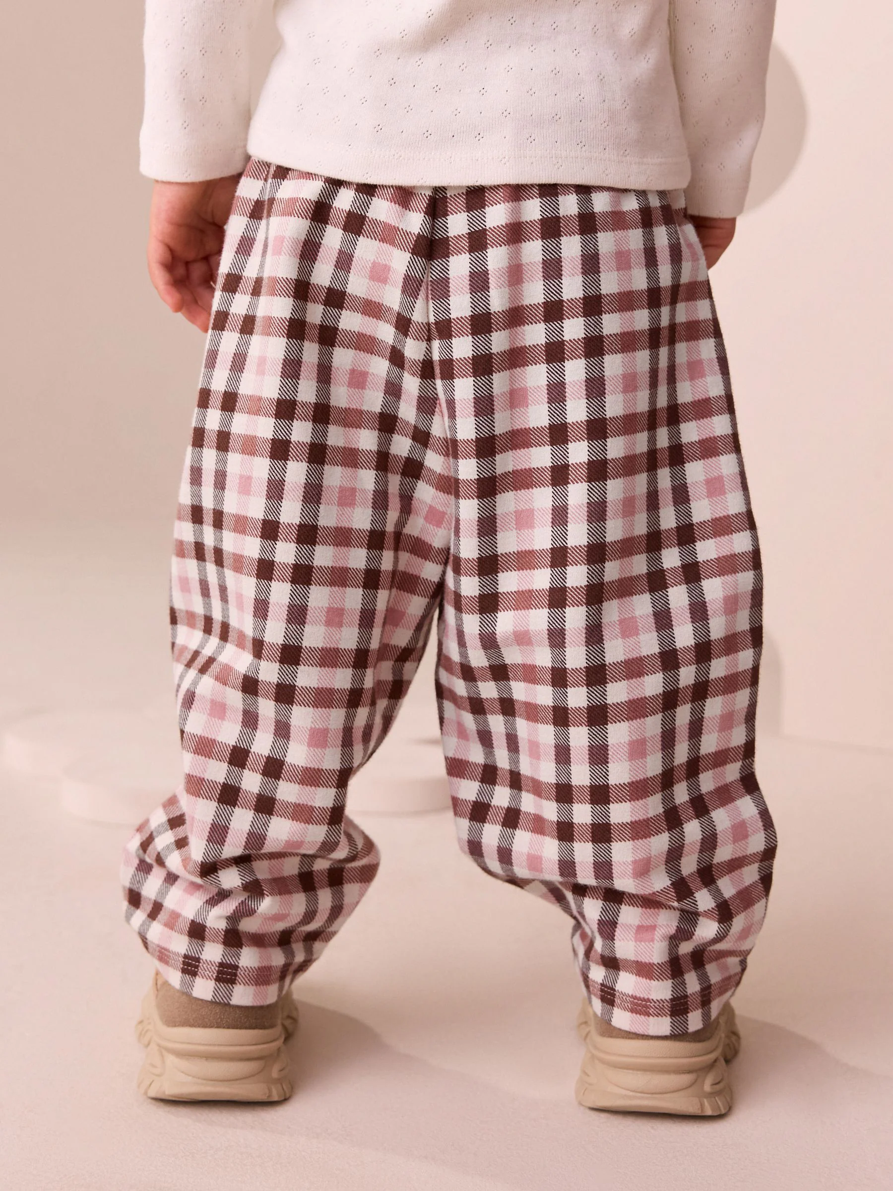 Roze geruit - Broek met wijde kortere pijpen (3mnd -7jr)