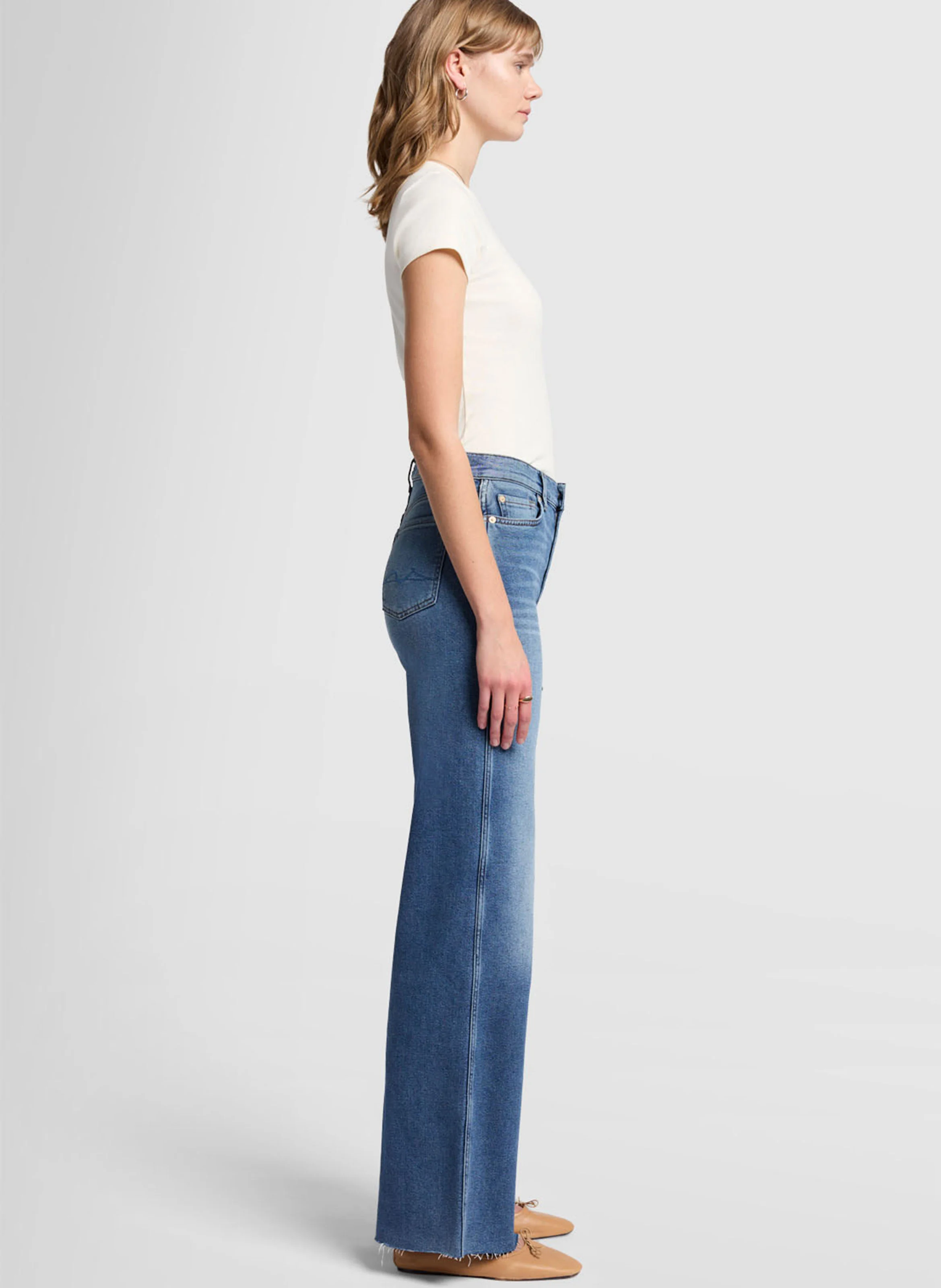LOTTA - Jean flare taille haute en coton mélangé | Bleu