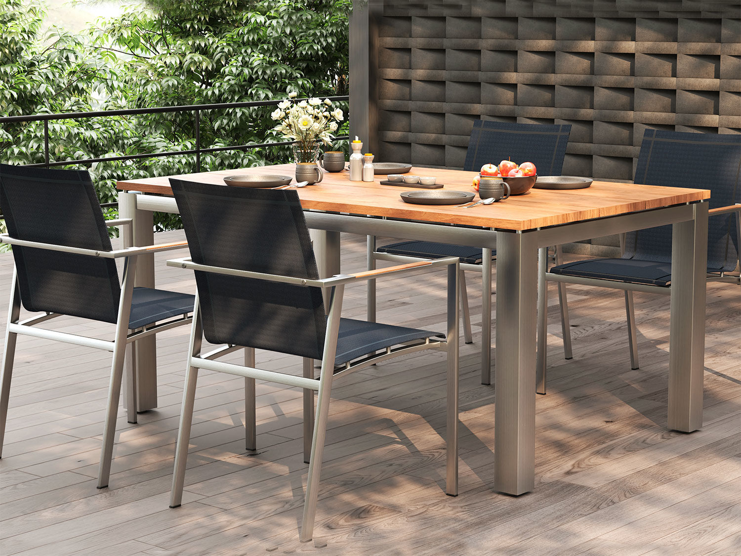Gartentisch Edelstahl Teak Premium