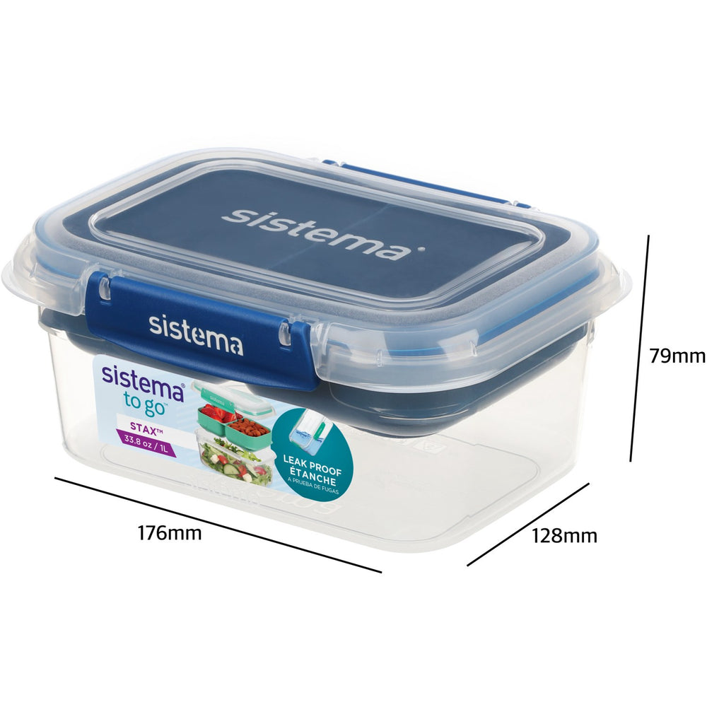 Køb Sistema Ocean Blue Rectangle Stax To Go Madkasse 1L | Luksusbaby