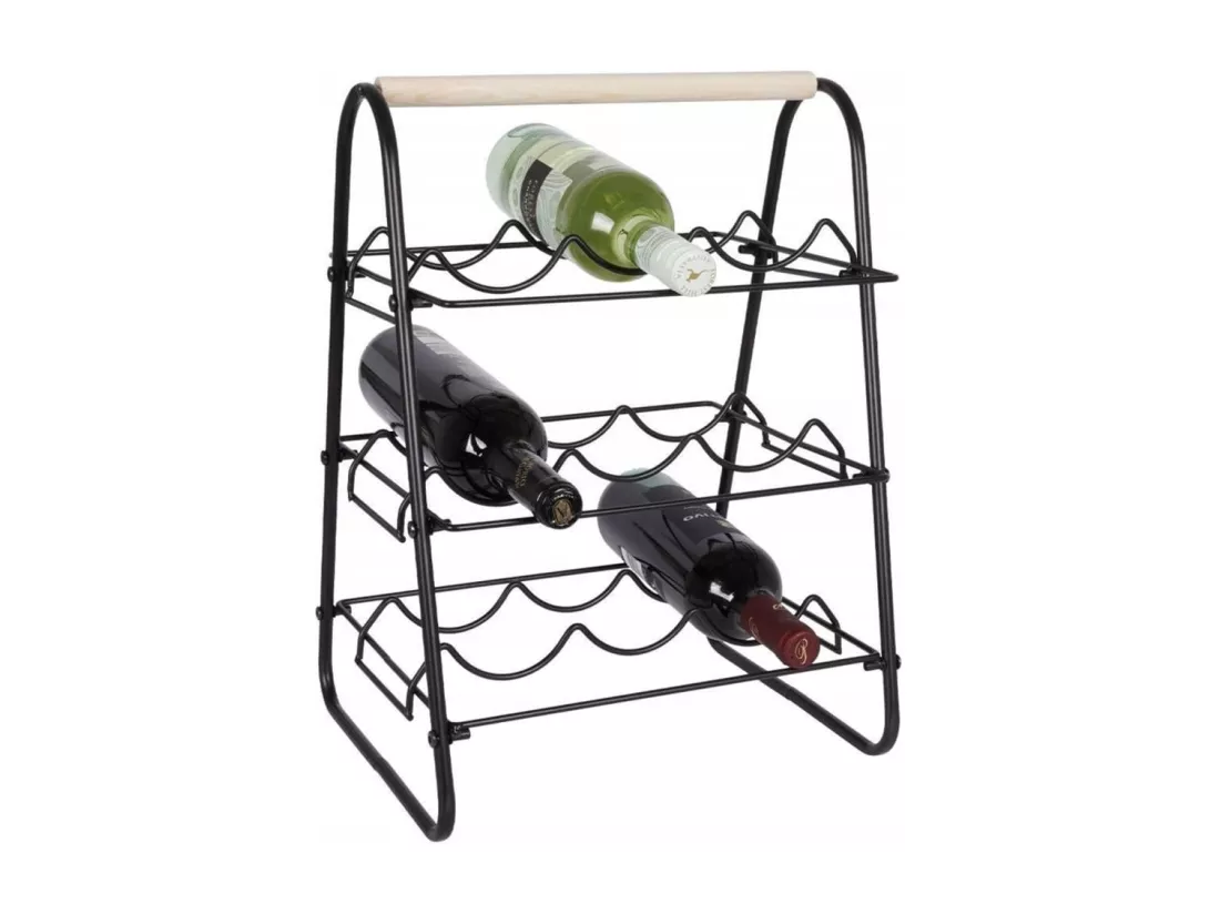 Home&Styling Casier à vin pour 9 bouteilles métal noir et naturel