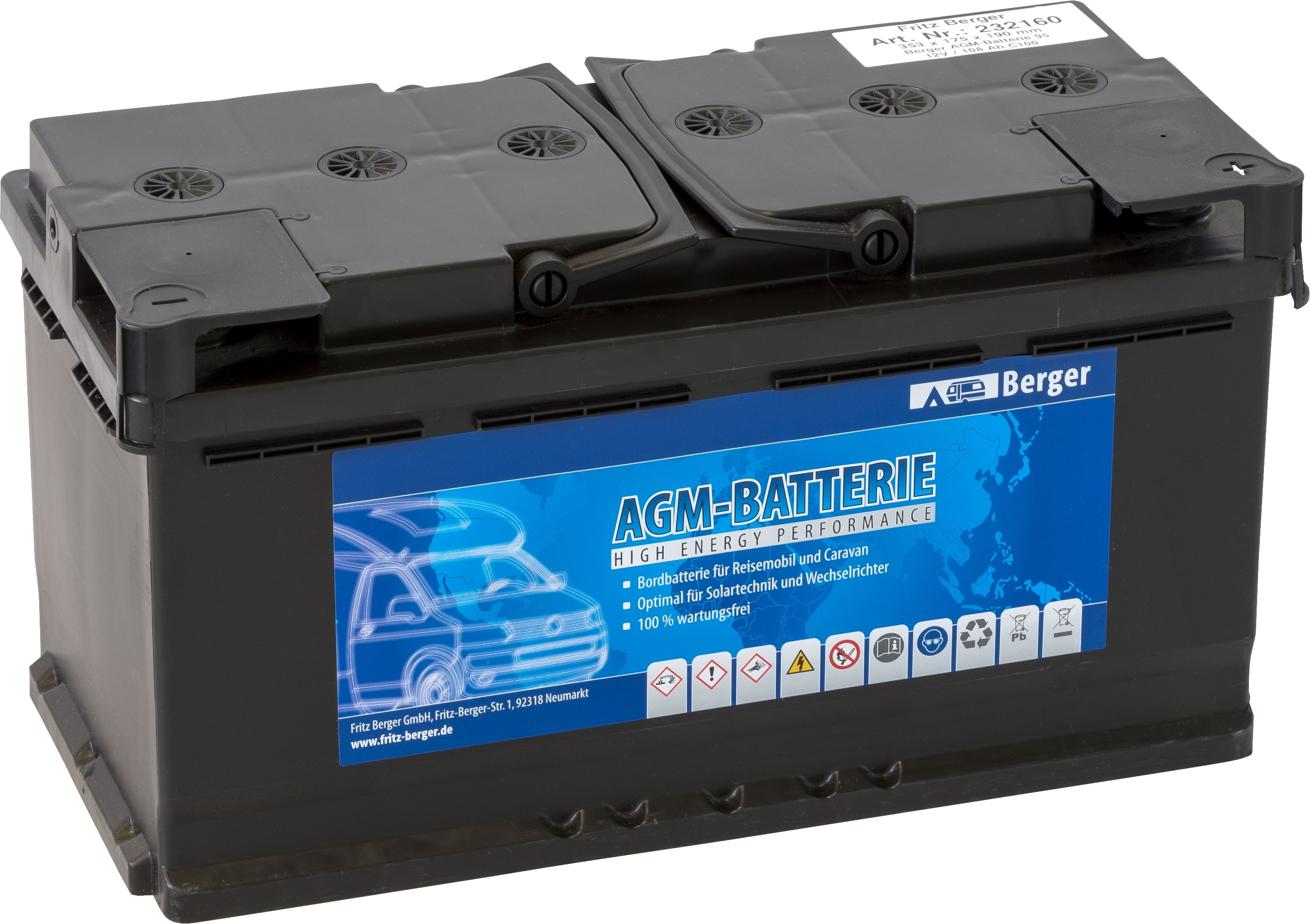 Berger AGM Batterie LA105 - 12V  / 118 Ah