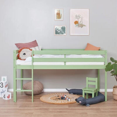 Hoppekids ECO Comfort  Halvhøy Loftseng 90x200, Lysegrønn