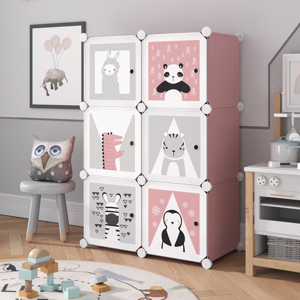 Vicco Kleiderschrank Andy Kinder rosa modular 6 Fächer Kleiderstange Steckregal