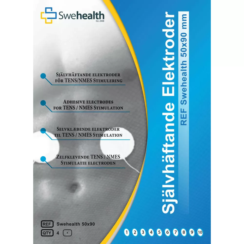 SweHealth Selvklæbende TENS elektroder 50 x 90 mm - 4 stk.