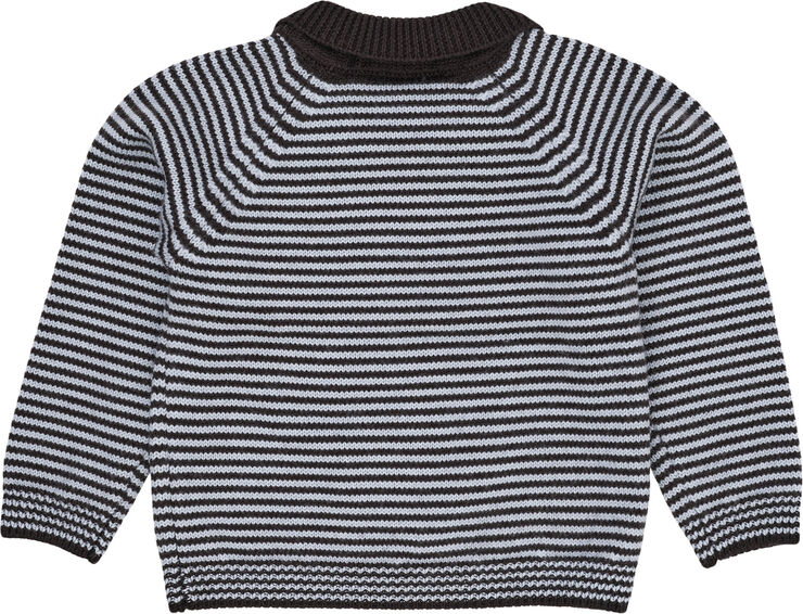 Copenhagen Colors MERINO STRIPED BLOUSE W. COLLAR Dk brown/dusty b