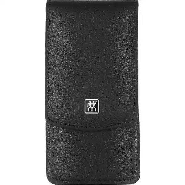 Druckknopf-Etui Rindleder, schwarz 3-tlg.