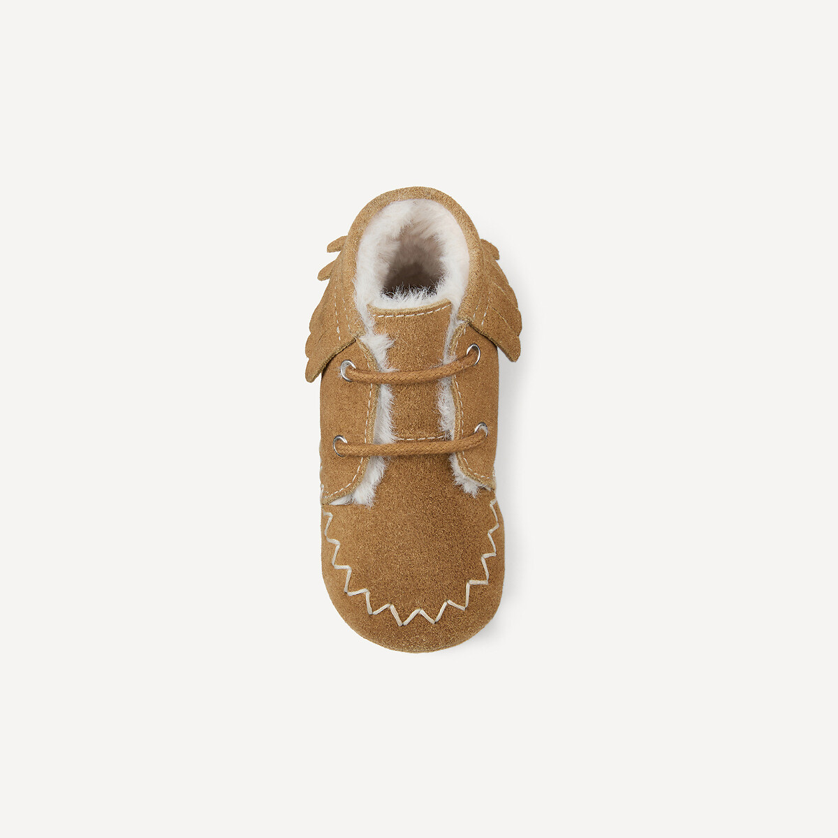 COLEÇÃO LA REDOUTE<br>Pantufas de couro quentinhas com franjas