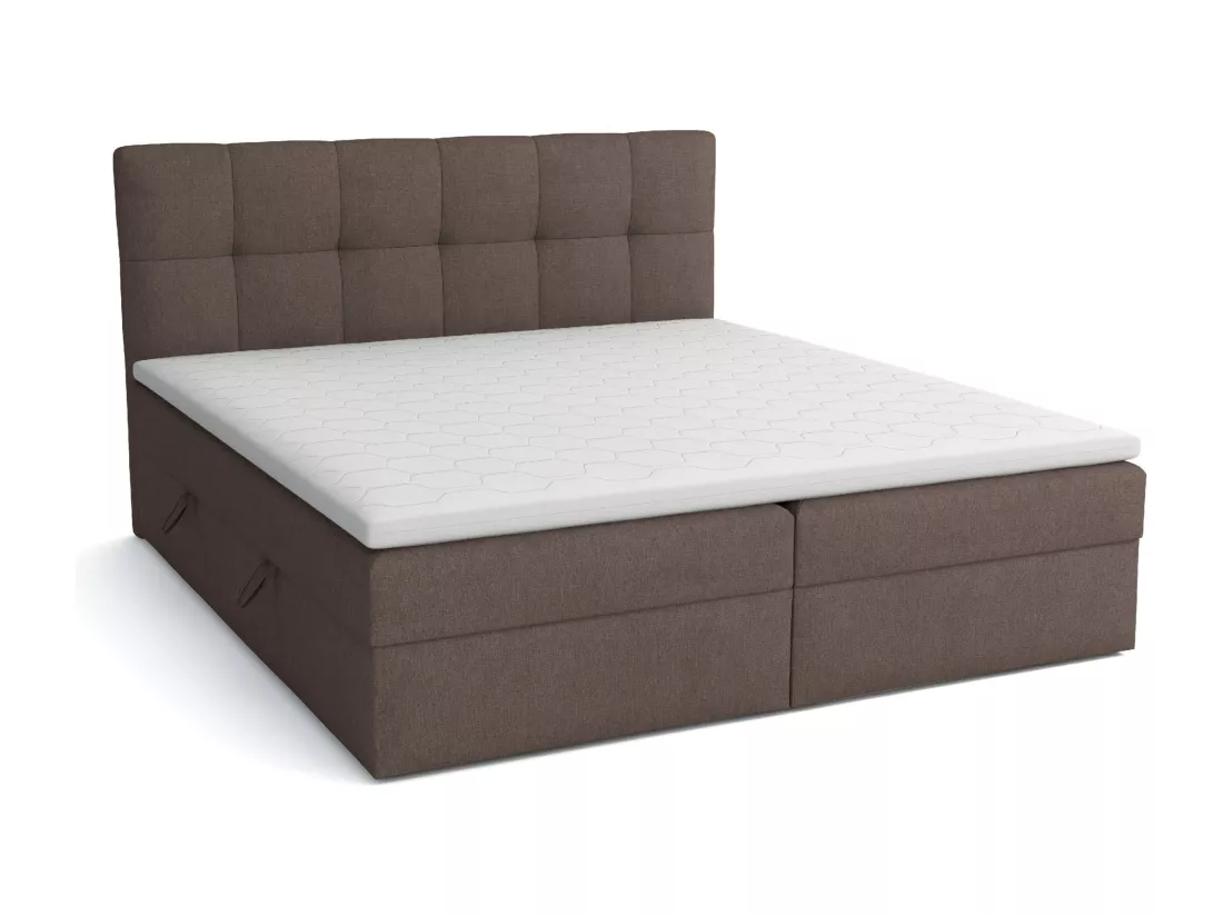 LIT BOX avec surmatelas Corino brun 140x200 cm