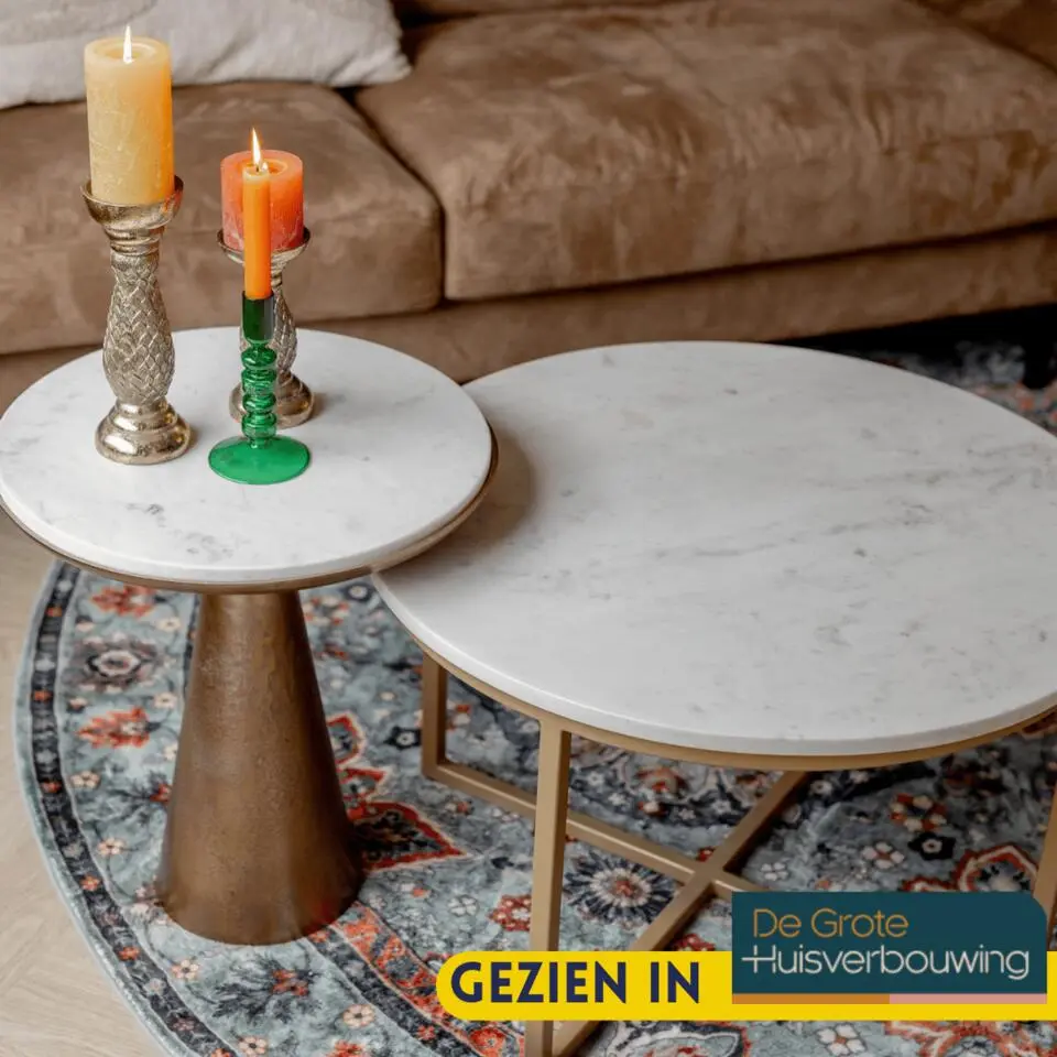 StarFurn - Bijzettafel Essy Ø45 cm - wit marmer