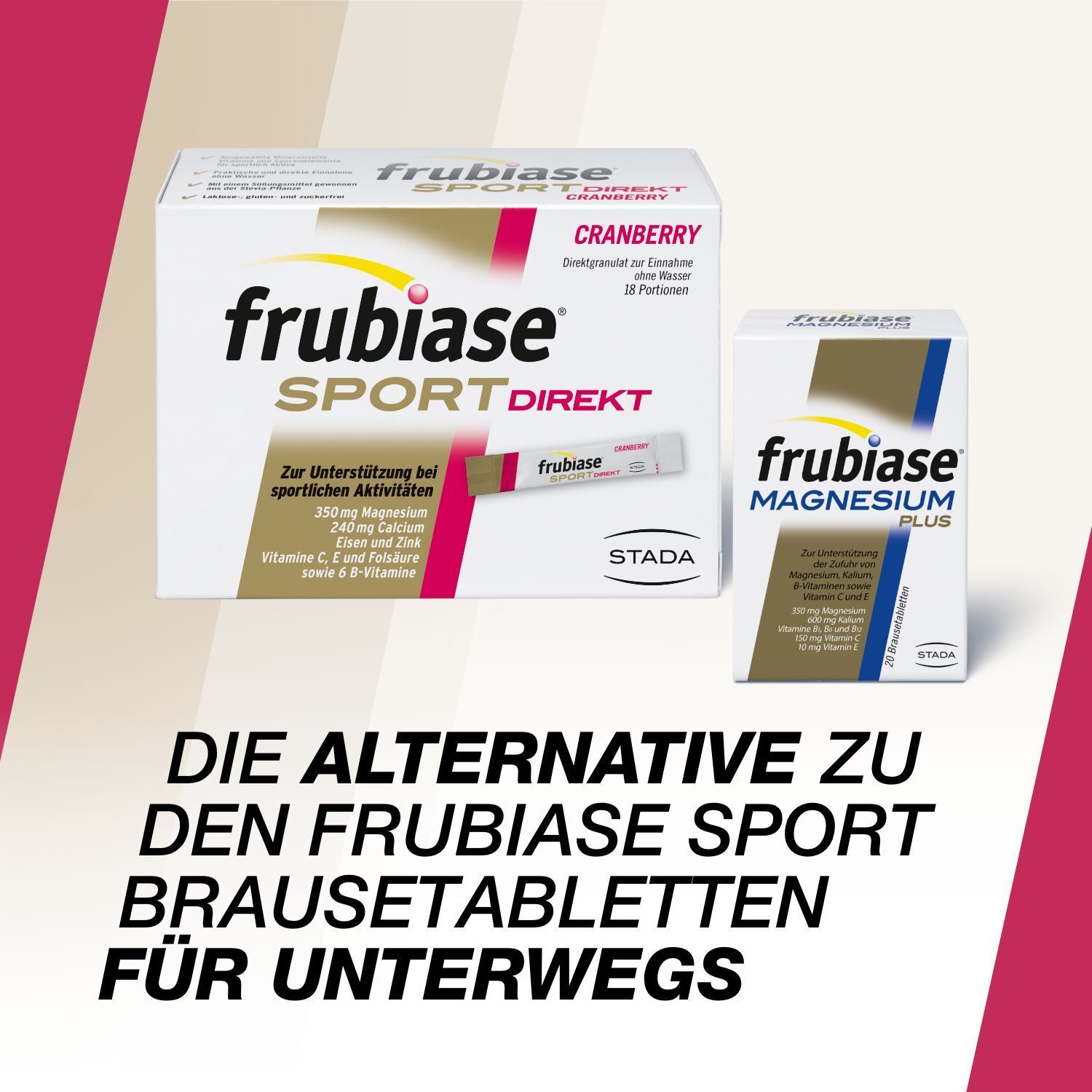 frubiase® SPORT DIREKT - Mit hochdosierten Mineralstoffen, Vitaminen und Spurenelementen - Nährstoffversorgung beim Sport, Magnesium, Calcium