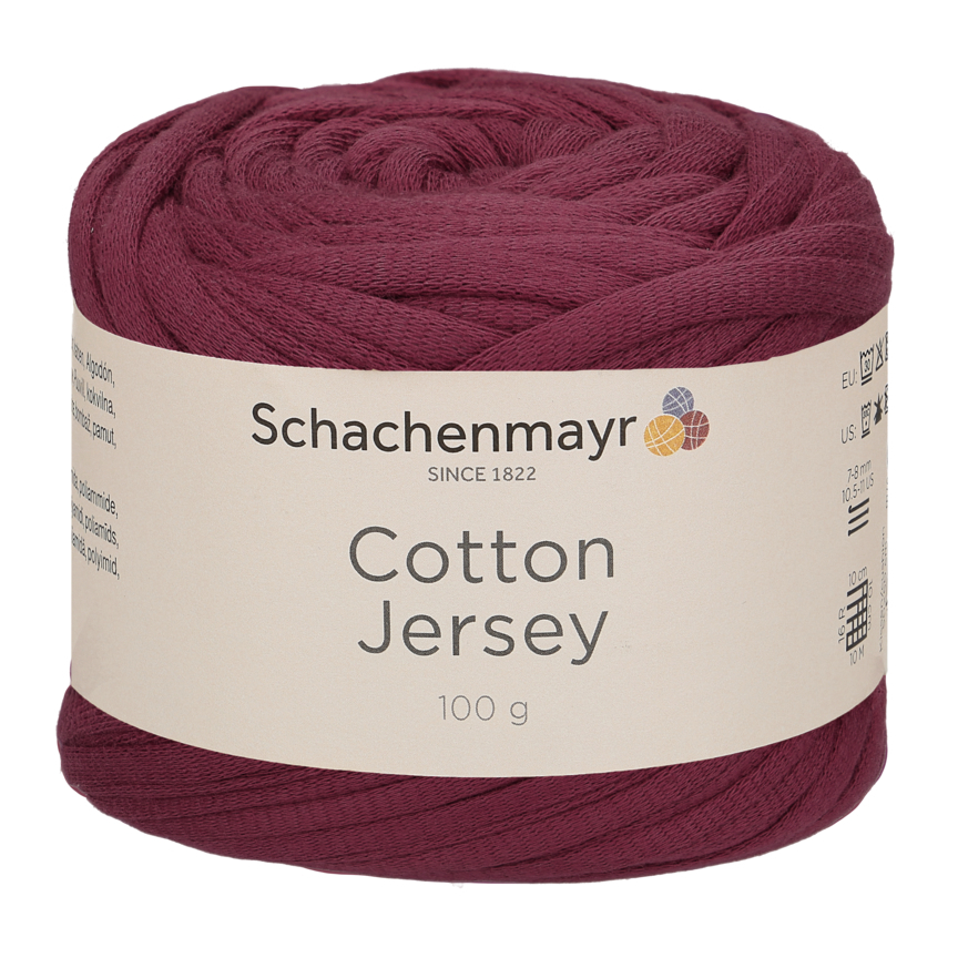 Handstrickgarn COTTON JERSEY - weinrot - 100g