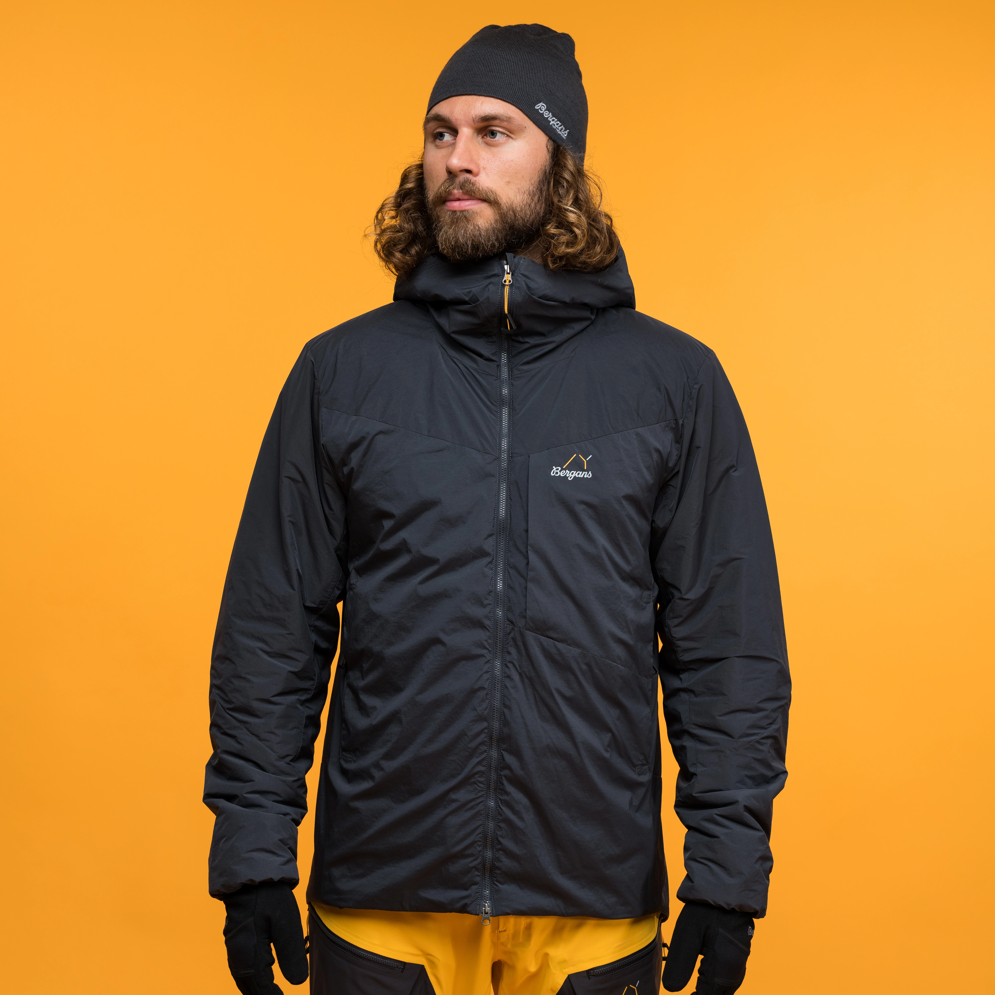 Y MountainLine Insulated Windbreaker Jacket Men Dark Shadow Grey