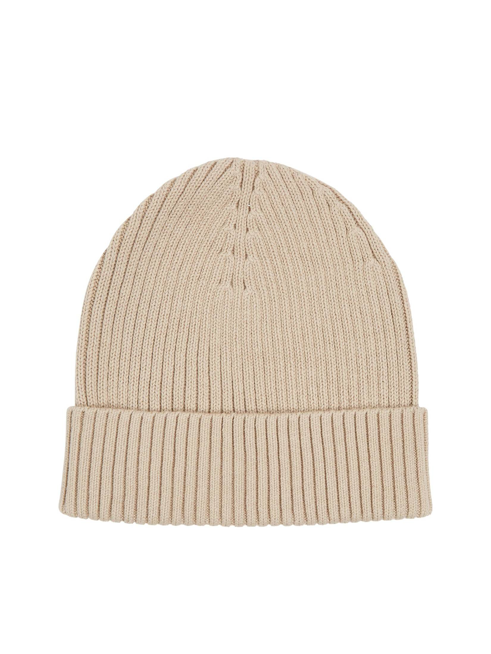 CALVIN KLEIN| Strickmütze mit Kaschmir CLASSIC COTTON RIB BEANIE