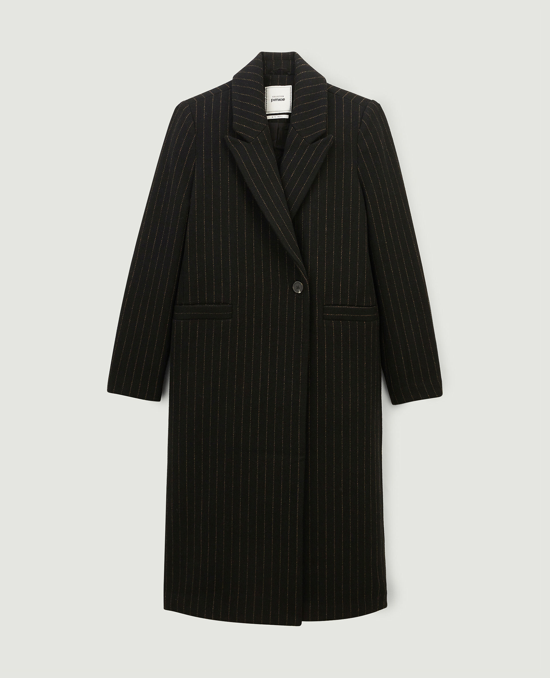 Manteau long avec laine - Noir