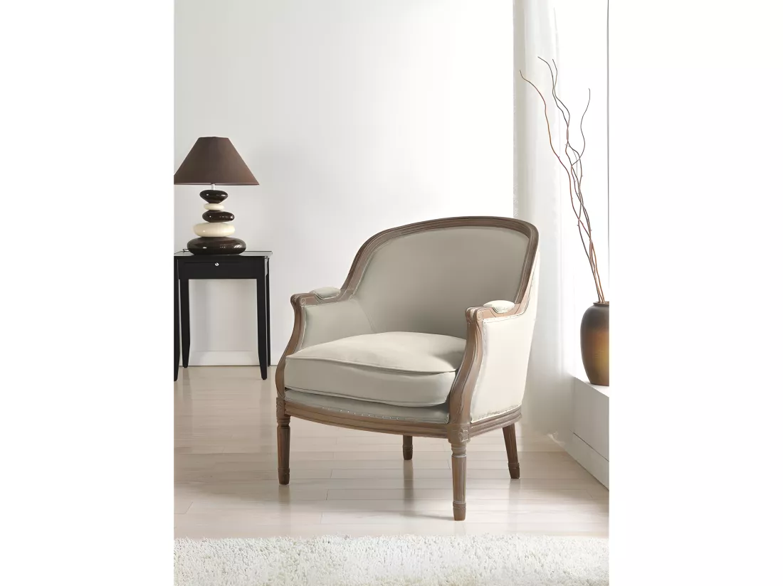 Fauteuil en lin ALIENOR - Crème