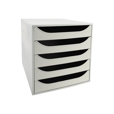 Exacompta Ecobox - Module de classement 5 tiroirs - gris