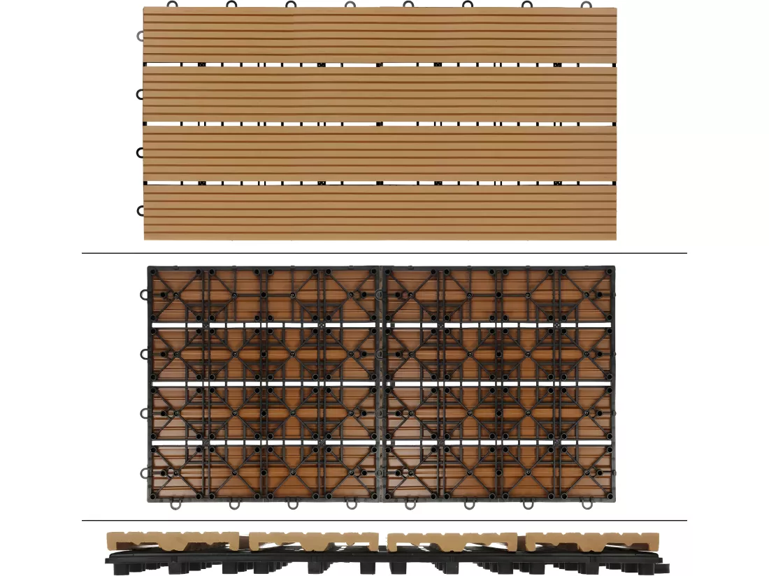 4x dalles de terrasse WPC dalle de balcon carrelage clic bois 60x30cm ECD Germany