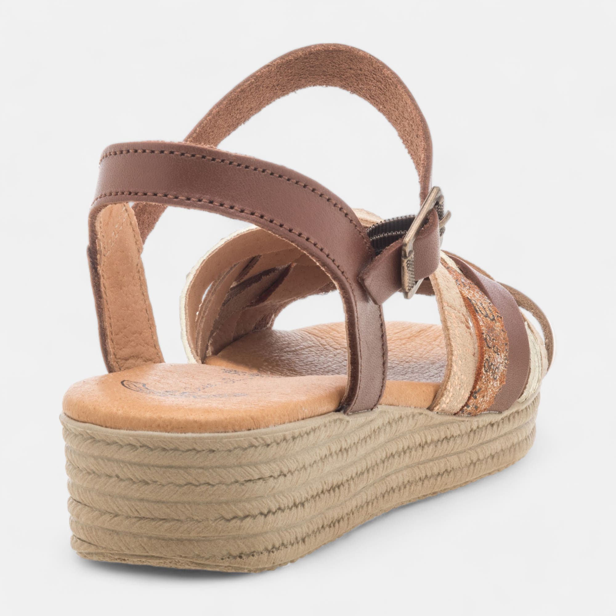 Sandales Femme en cuir cognac