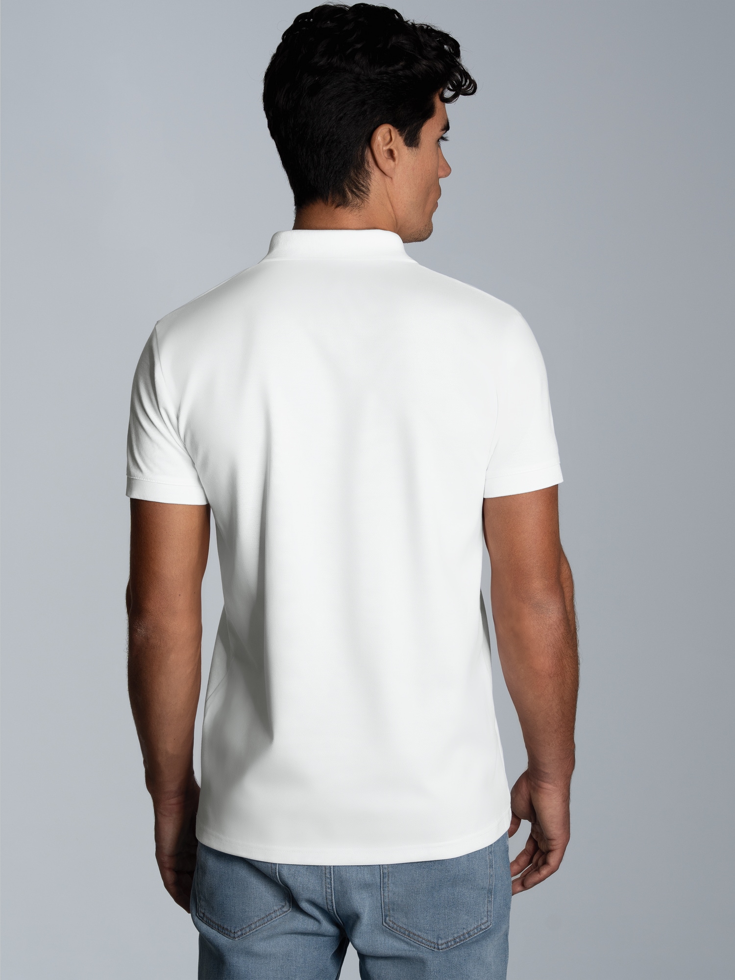 Slim Fit Poloshirt aus DELUXE-Piqué Weiss