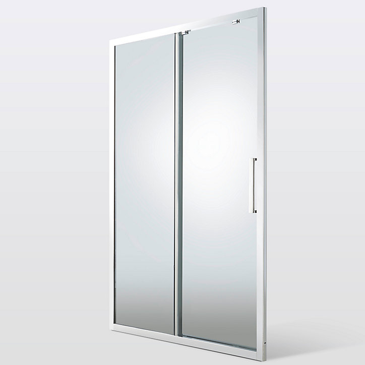 Porte de douche coulissante Cooke & Lewis Zilia verre fumé 140 cm