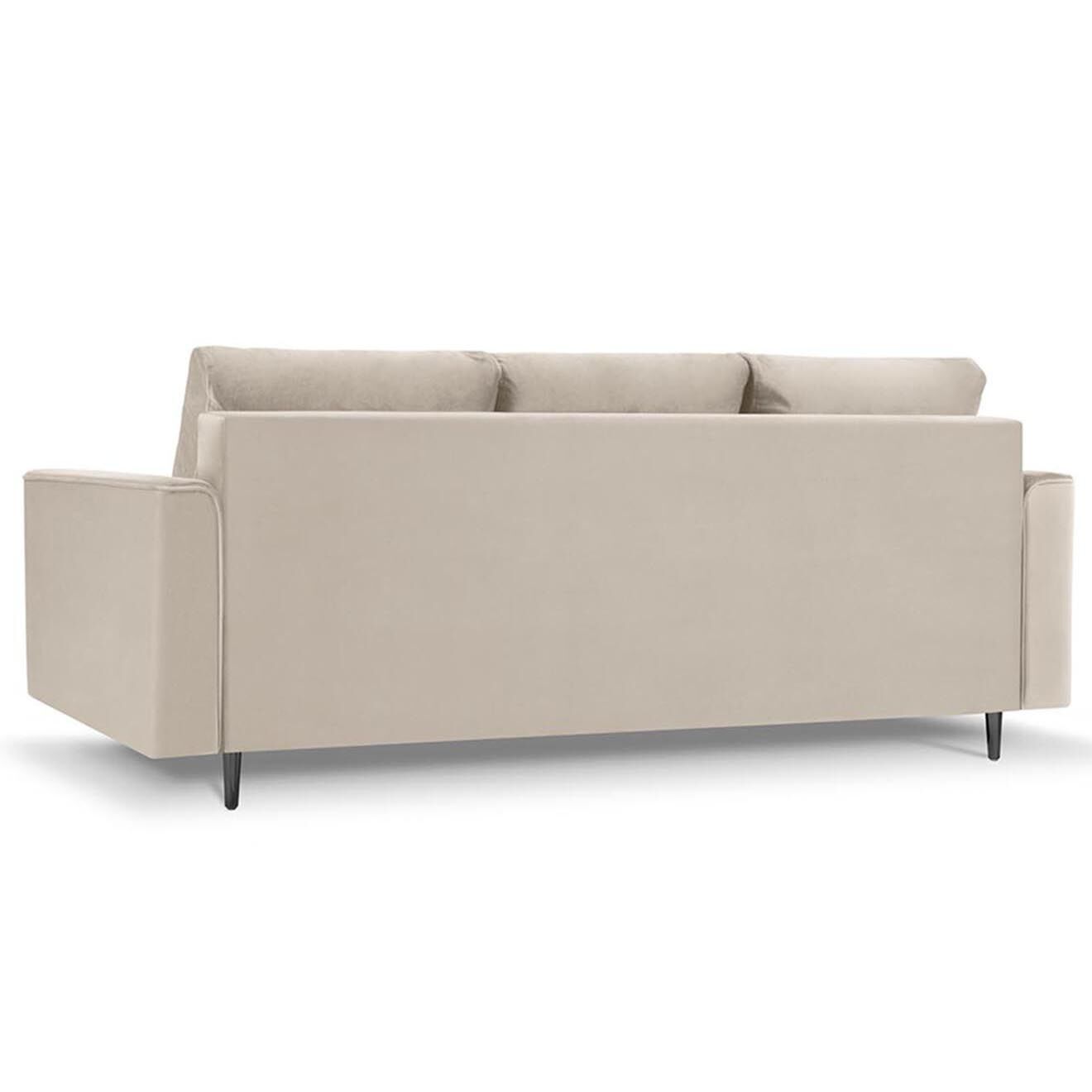 Mazzini Sofas Canapé Velours Convertible 3 places  avec Coffre Cartadera beige - 222x100x92 cm