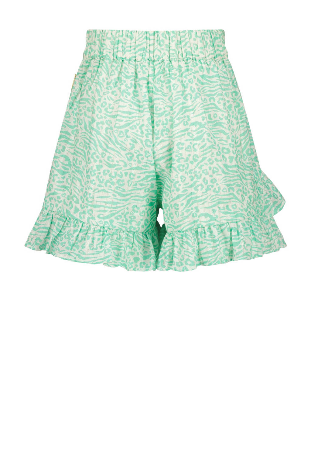 Vingino skort Rianna met all over print en volant mintgroen/wit