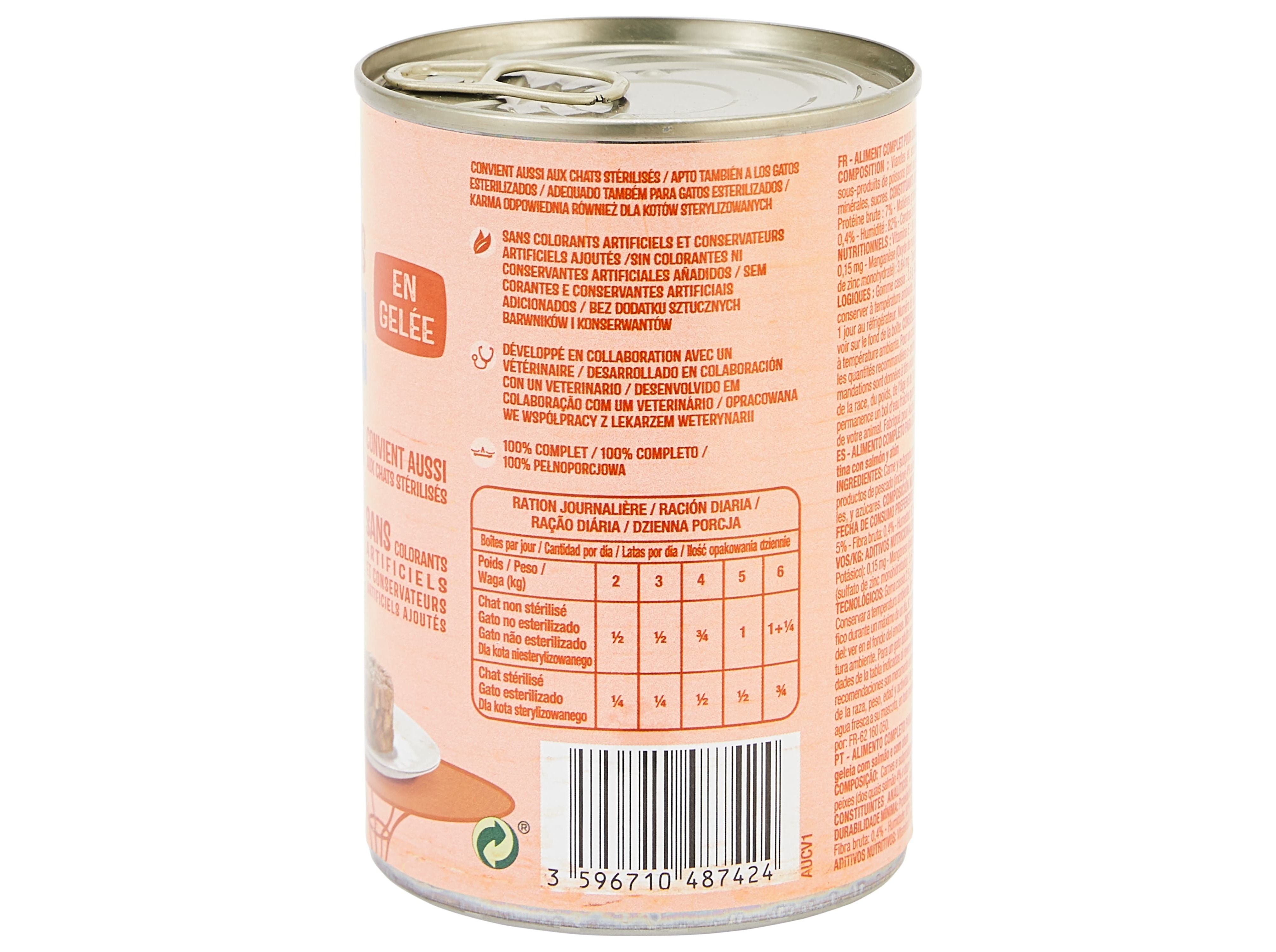 COMIDA HÚMIDA PARA GATO AUCHAN PEDAÇOS EM GELEIA COM SALMÃO E COM ATUM 400G
