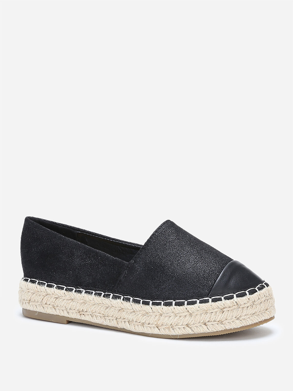 Espadrilles pailletées à plateforme- Noir