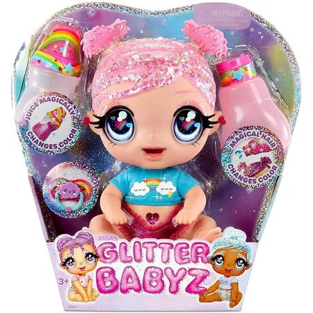 MGA Entertainment Glitter Babyz Doll- Pink (Rainbow)