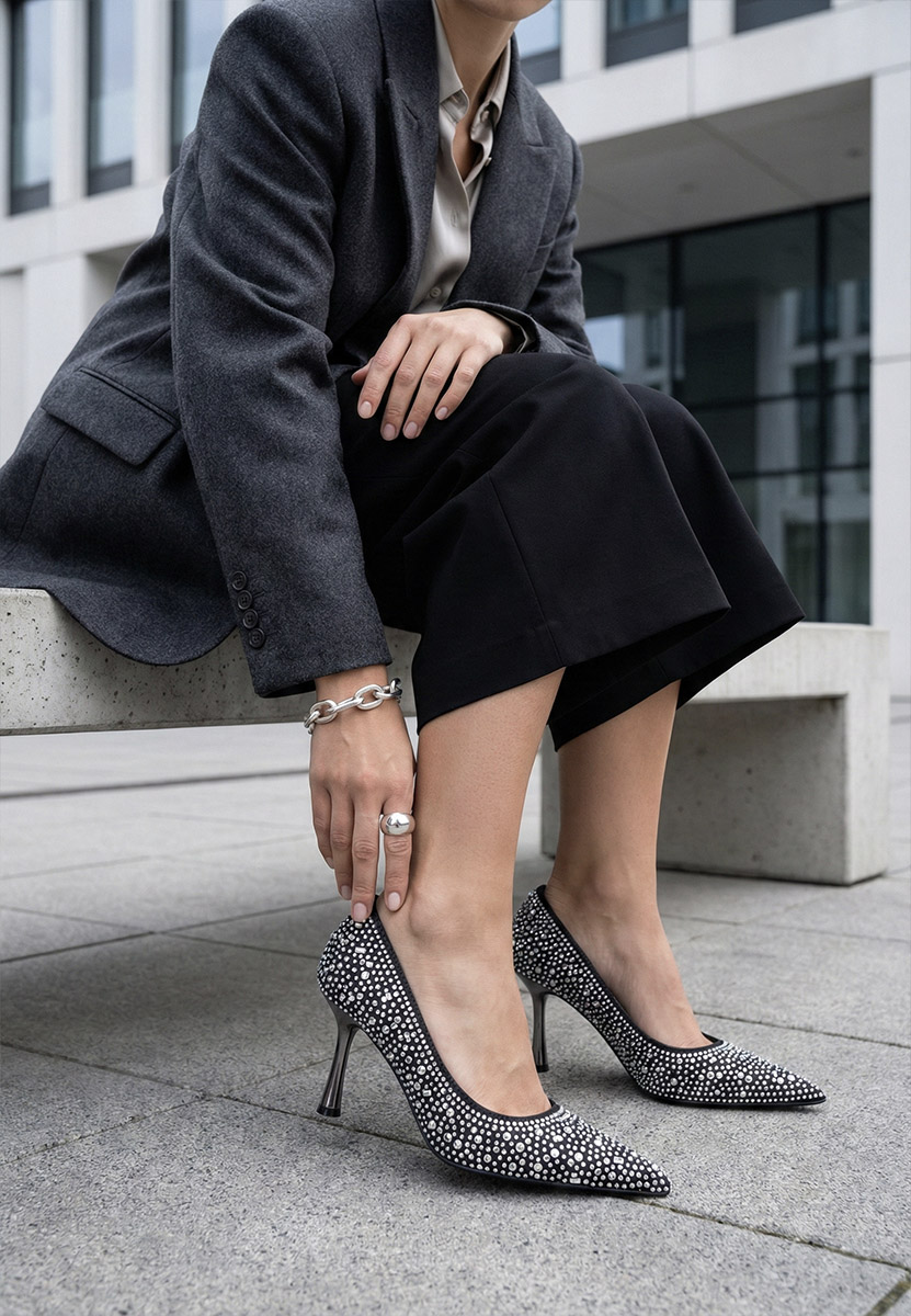 Chaussures à talon fin noirs Sidionia