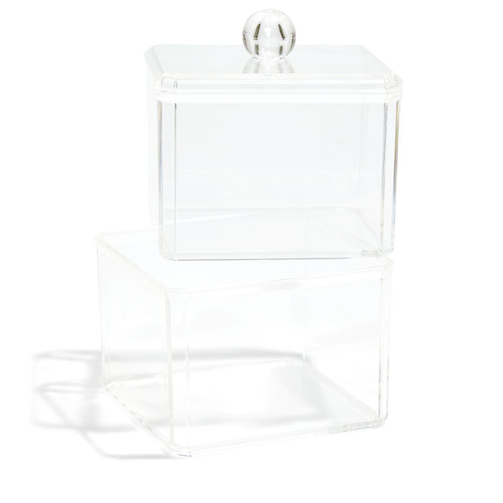 Boîte de rangement salle de bain 2 compartiments 9,3x9,3xH15,5cm