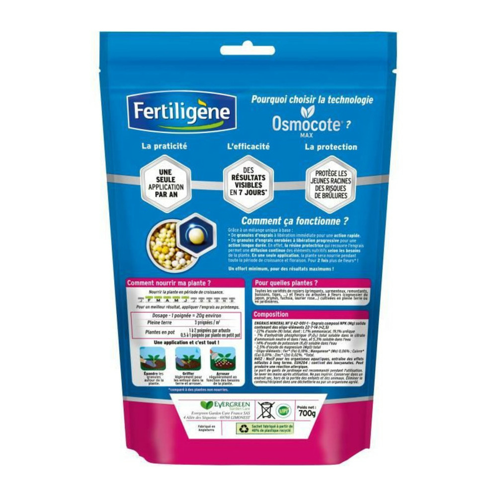 Fertiligene - engrais longue durée osmocote max rosiers et arbustes a fleurs 700g