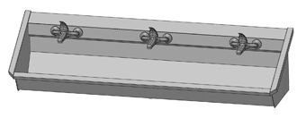 Intersan Sanilav muurwastrog m. 1-greeps mengkraan 180cm 3-personen RVS