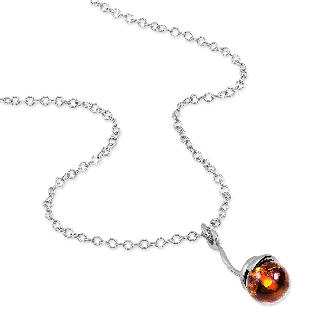 Collier Famata Argent Blanc Ambre