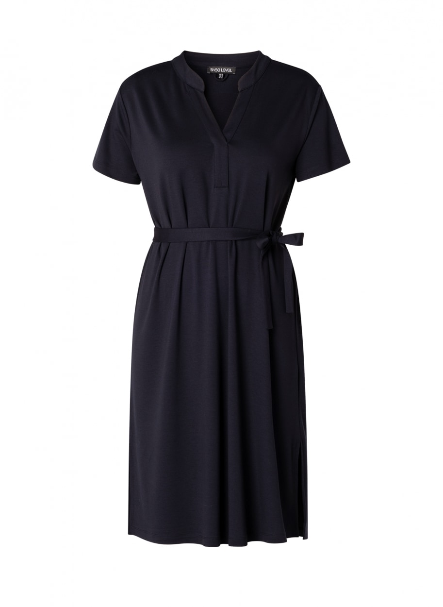 Base Level Curvy Sommerkleid Ohne Taschen mit Bindegürtel