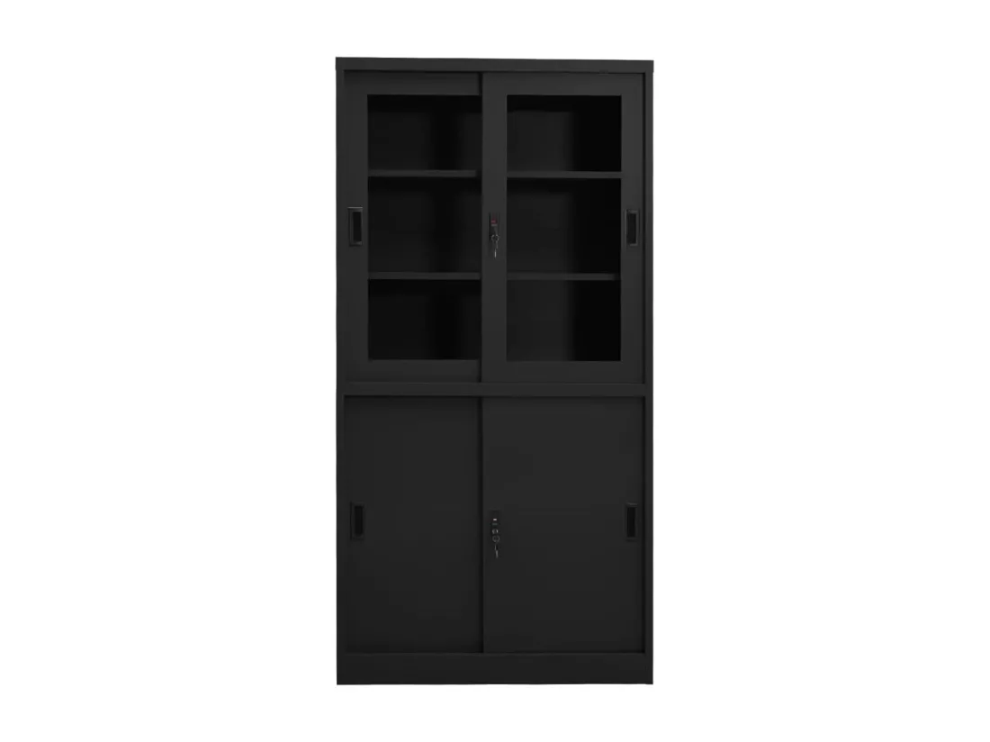 Armoire de bureau et porte coulissante Anthracite 90x40x180 2