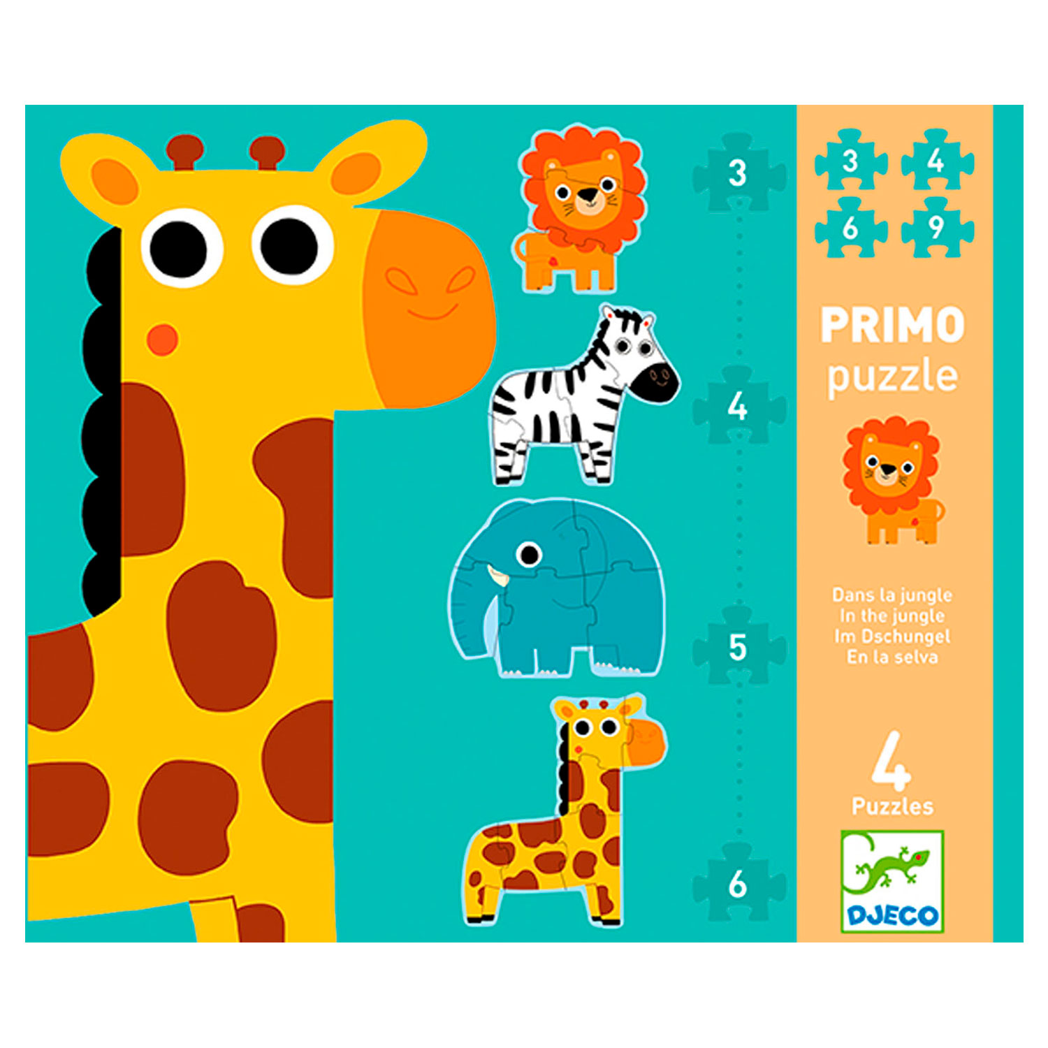 Djeco Jungledieren 4in1 Puzzel