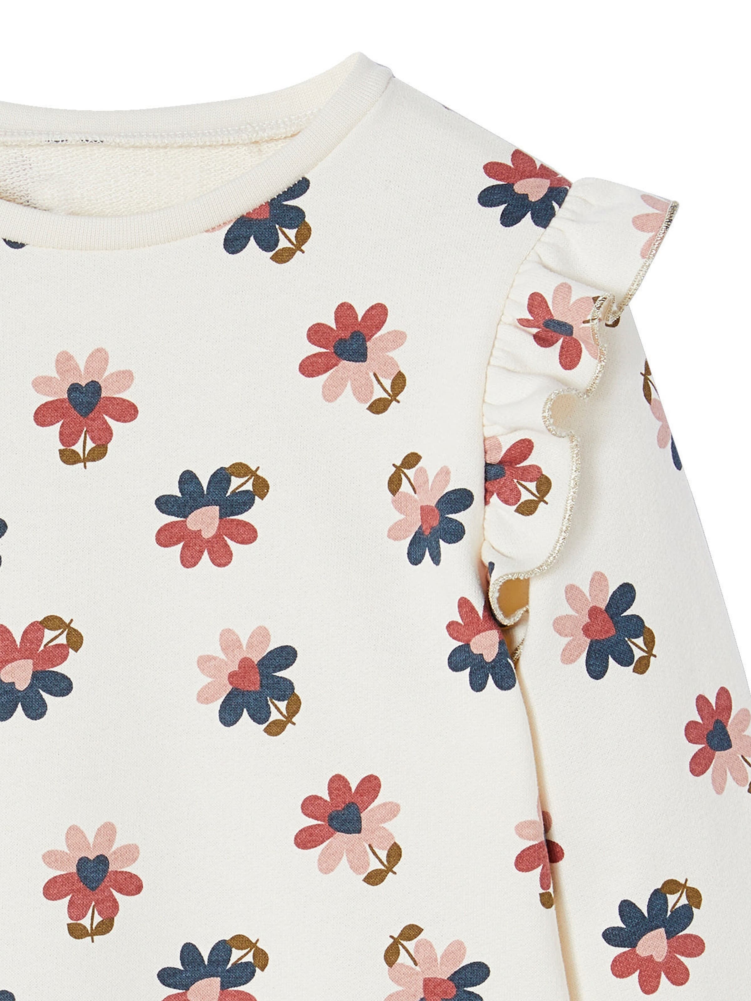Vertbaudet Mädchen Sweatshirt mit Volants und Prints wollweiß