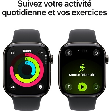 Apple watch Apple Watch Series 11 GPS + Cellular 46mm Boitier en Titane Ardoise avec Bracelet Sport Noir - M/L
