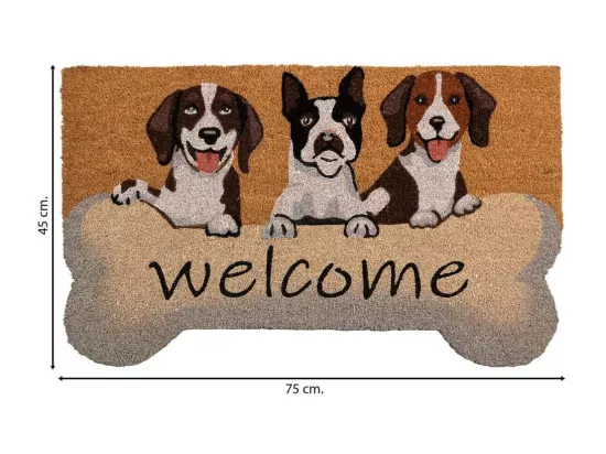 Tapis d'entrée en PVC imprimé marron 45x75