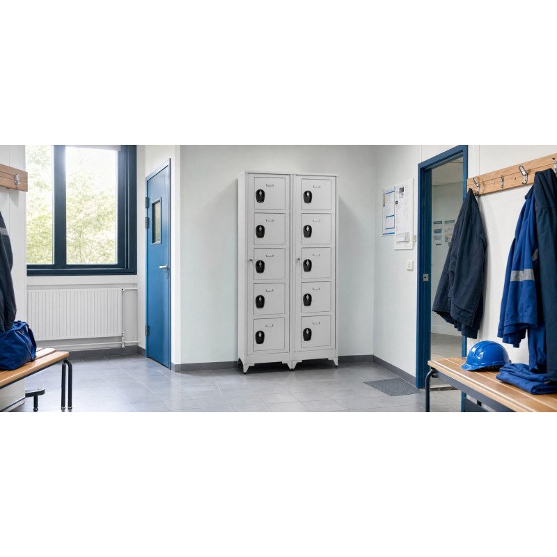 Vestiaire sur pied avec casiers visitables - démontable - 2 colonnes 10 portes