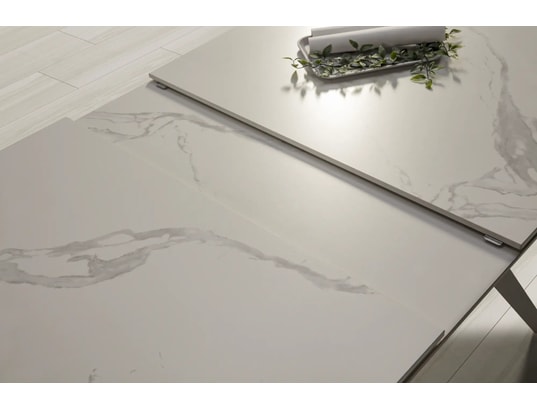 CONCEPT1 - Table Lula 160/220 x 90 x 76 cm céram blanc pied blanc
