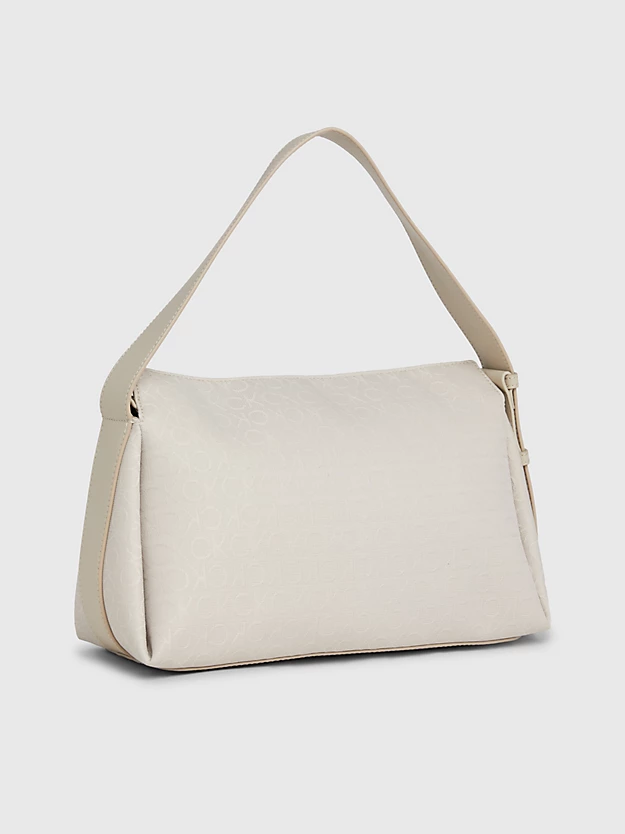 Bolsa de ombro em jacquard com logotipo.