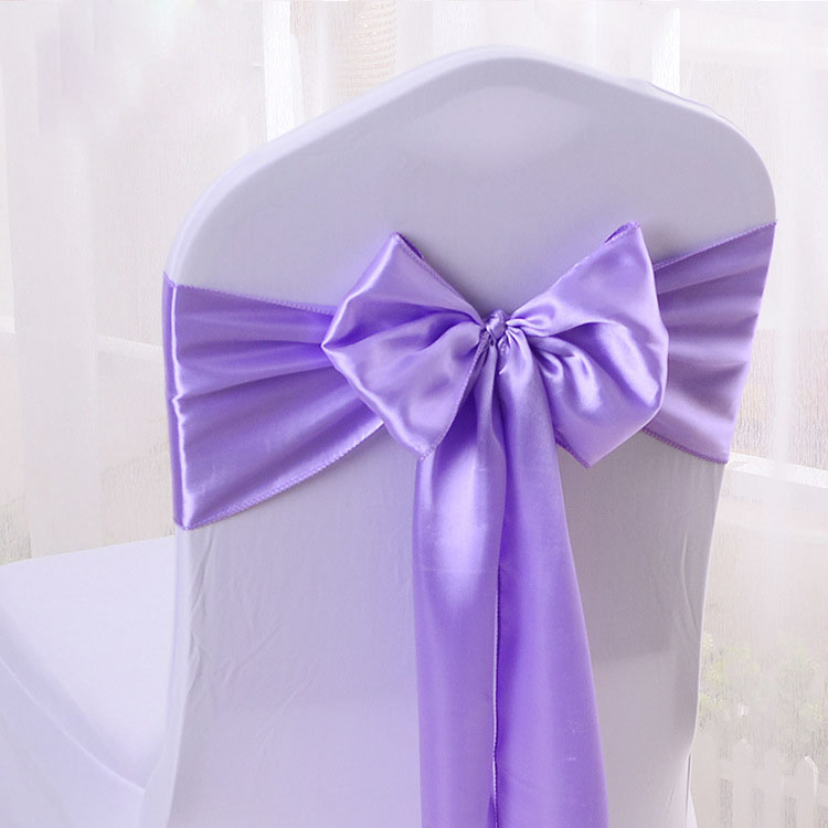 (17x160cm) Satin Stuhl Band Schärpe Deko Schleife Stuhlhusse für Motto Party / Hochzeit - Flieder