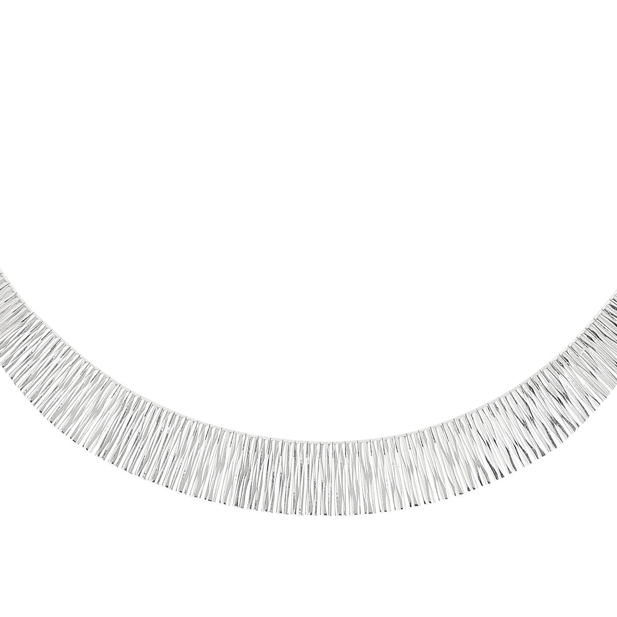 Collier maille plate argent 925 style Cléopâtre diamanté 44 cm
