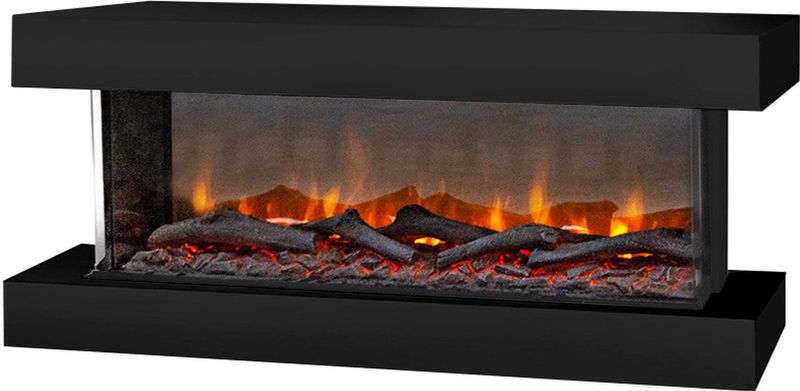 Xaralyn Elektrische wandhaard - Disegno 90SB - zwart hout - 1400 Watt verwarming - met afstandsbediening - 3-zijdige elektrische haard - sfeerhaard