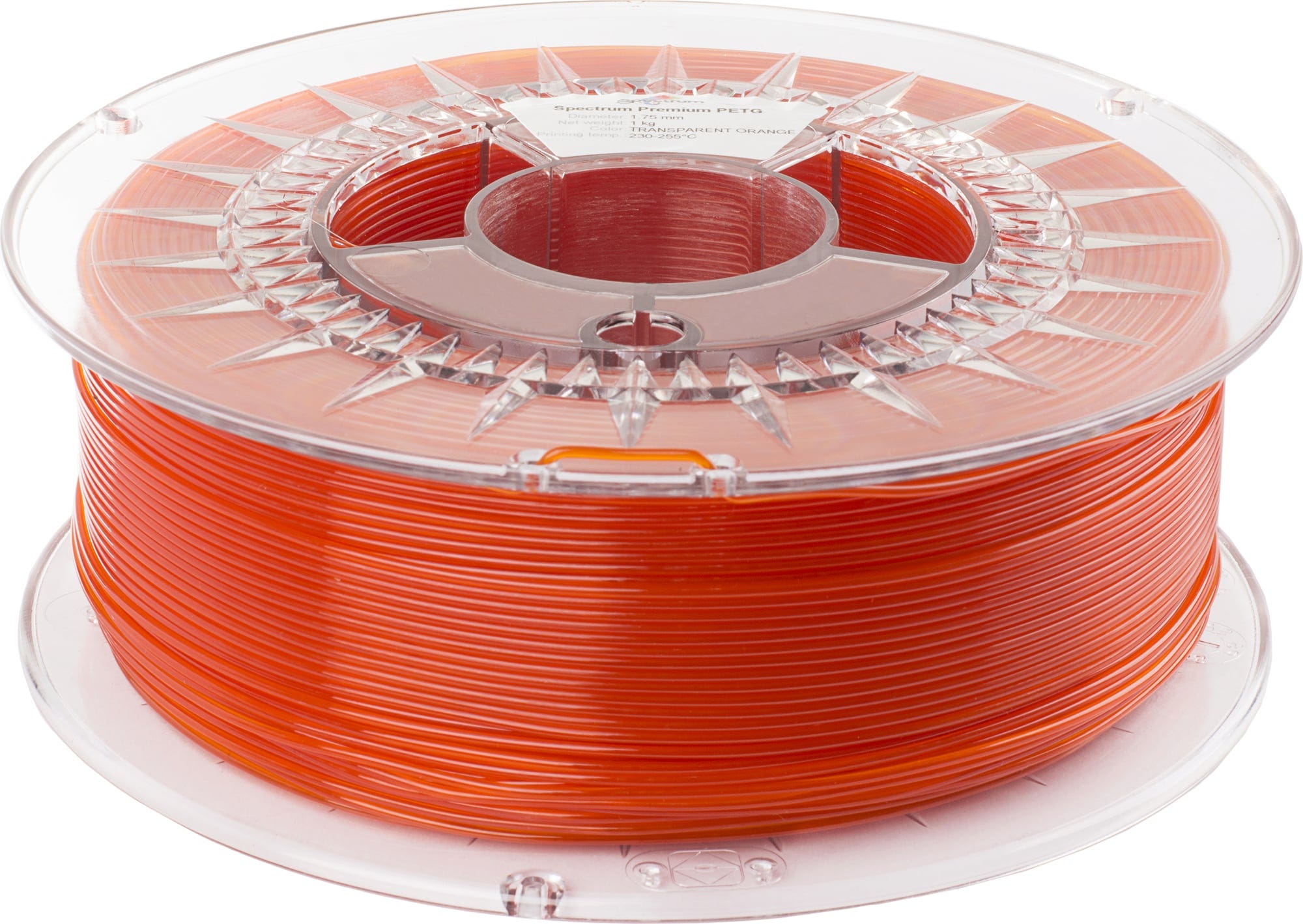 Spectrum  PETG Premium Transparent Orange, 1,75 mm / 1000 g    Vielfältiges Filament mit hoher Transparenz & Temperaturbeständigkeit
