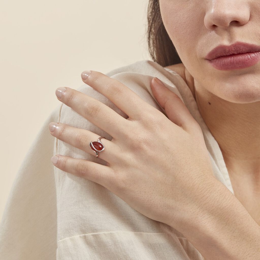 Bague Argent Blanc Leeloo Ambre