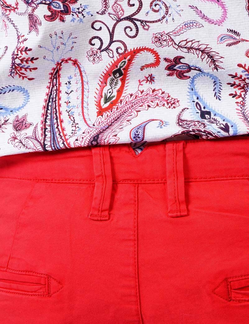 RECYCLED ART WORLD SHORT CHINO STRETCH TRUE ROUGE